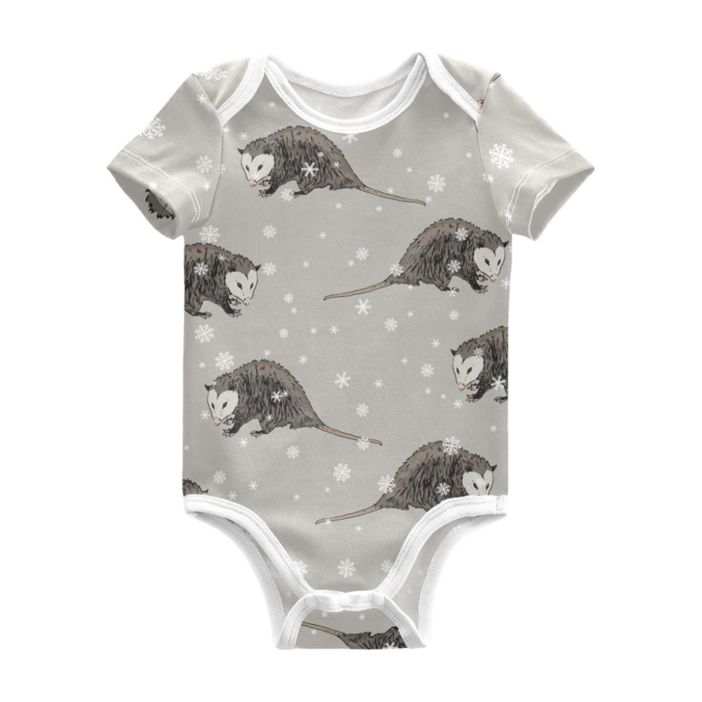 Opossum Snow 3D Baby Bodysuit Short Sleeve, Opossum Bodysuit BB0742
