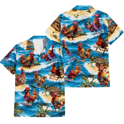 Chicken Surfing Beach Hawaiian Shirt For Men Women, Chicken Lover Aloha Hawaiian Shirt HE0475