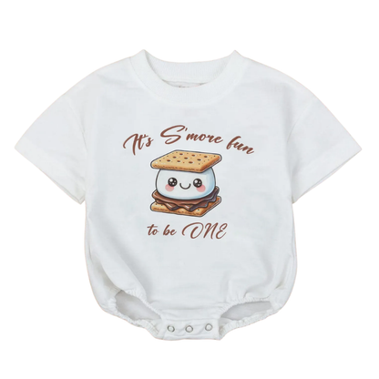 It’s S’more Fun To Be ONE Baby T Shirt Bubble Romper Romper, Funny First Birthday Romper BB0133