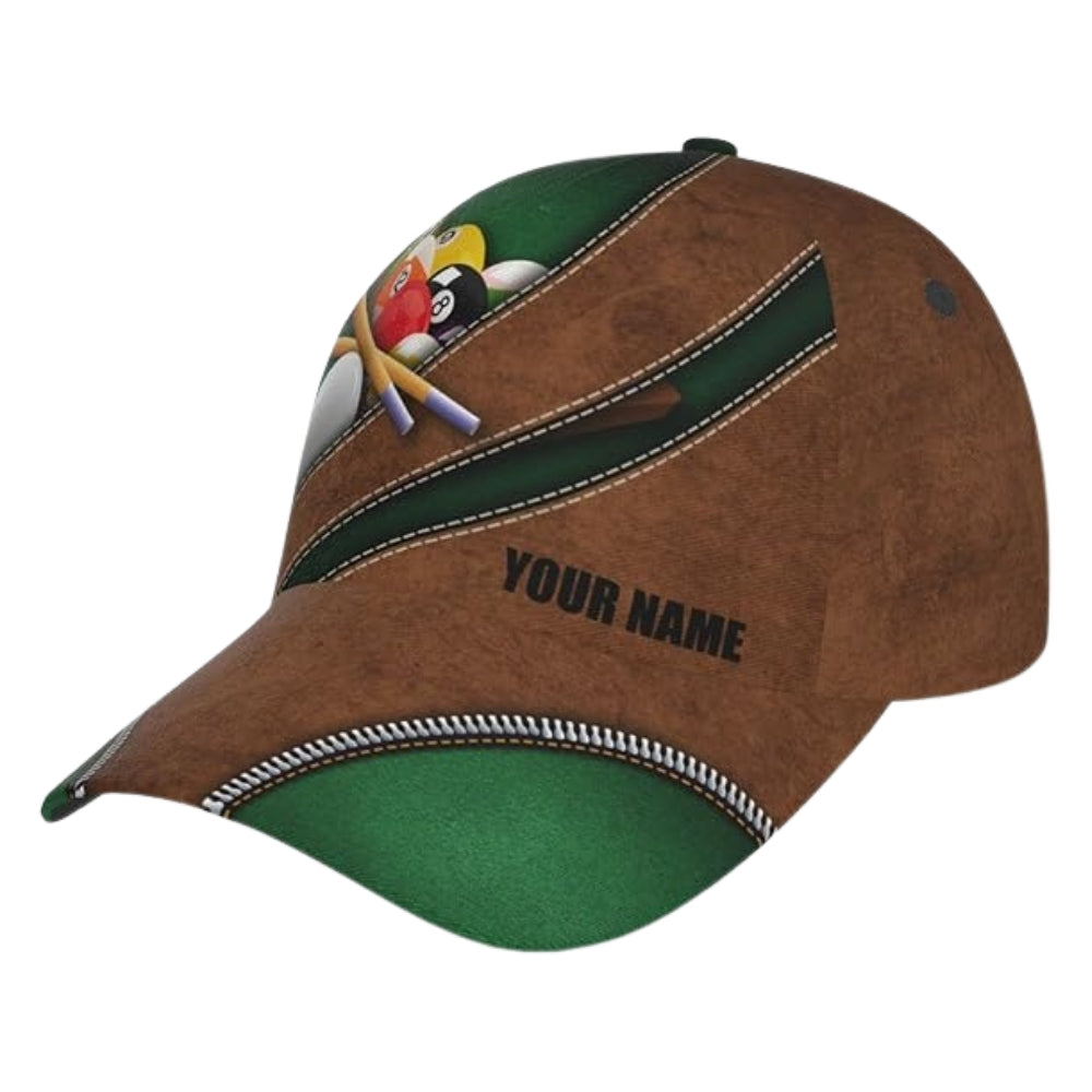 Custom Billiard 3D Printed Baseball Cap, Custom Name Billiard Player Hat CP0458