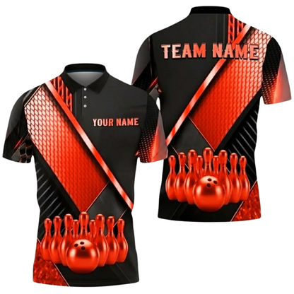 Custom Team Black And Gold Bowling Polo Shirt Men, Custom Bowling Shirts BZ0749