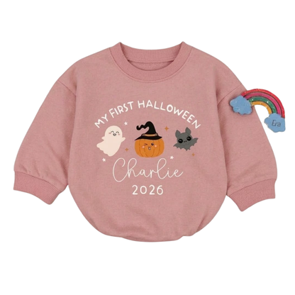 Personalized My First Halloween Baby Romper Sweatshirt, Custom 1st Halloween Baby Romper Sweatshirt BB0048