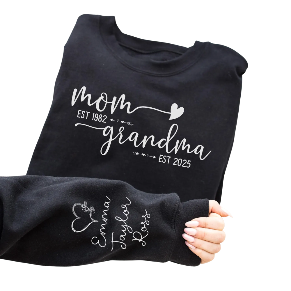 Custom Mom Grandma Est Sweatshirt With Kids Names, Custom Grandma Sweatshirts 2D1039