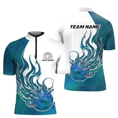 Custom Flame Purple And White Bowling Men Jersey, Custom Flame Bowling Team Shirts BE0190