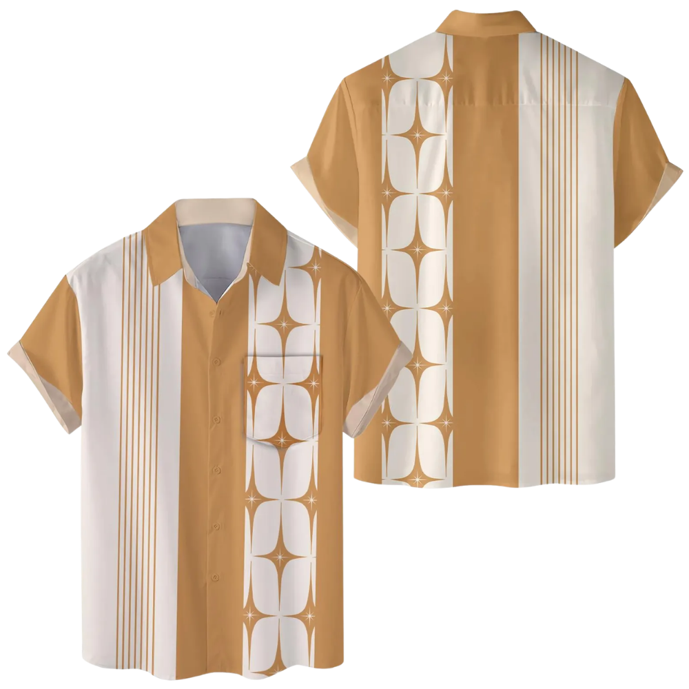 Geometric Retro Pocket Hawaiian Shirt For Men, Retro Hawaiian Shirts HE0536