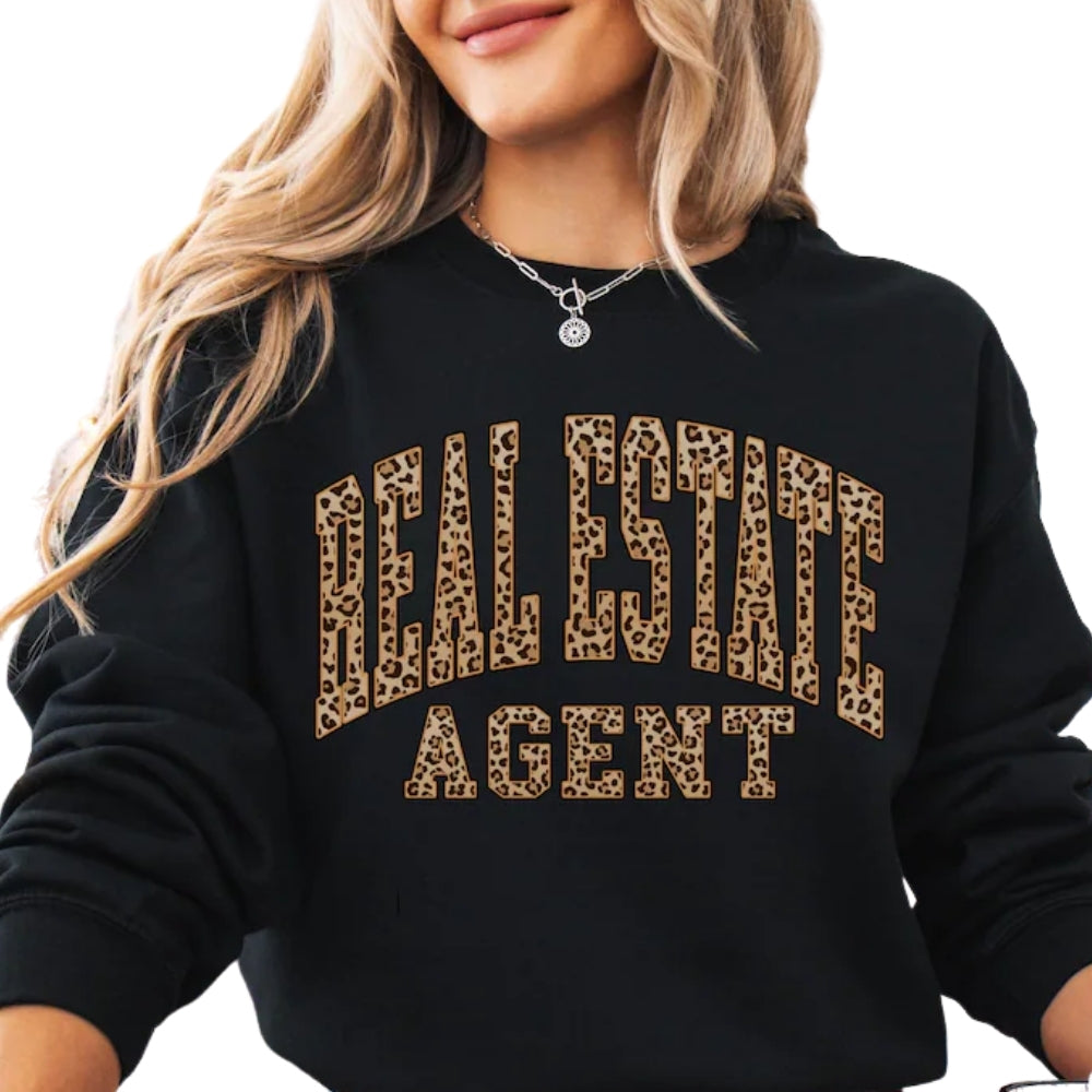 Real Estate Agent Leopard Sweatshirt, Realtor Sweatshirt 2D0780