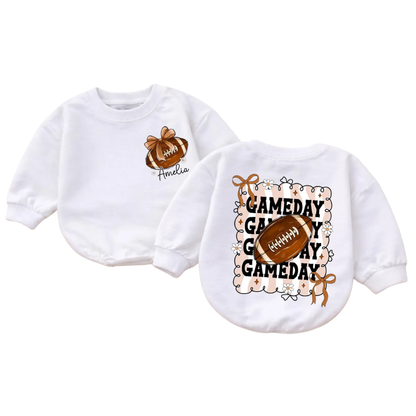 Custom Football Game Day Baby Romper Sweatshirt, Custom Football Baby Romper Sweater BB0863