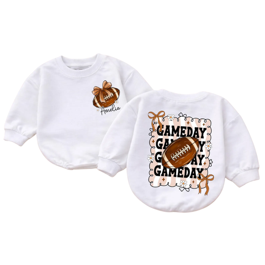 Custom Football Game Day Baby Romper Sweatshirt, Custom Football Baby Romper Sweater BB0863