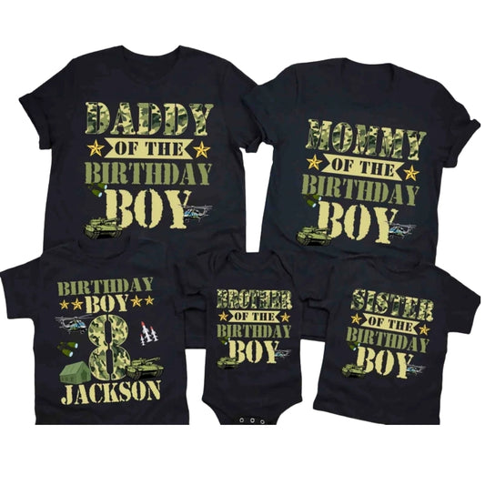 Custom Camo Birthday Matching Family T Shirts, Custom Matching Army Birthday Shirts For Family ET0515