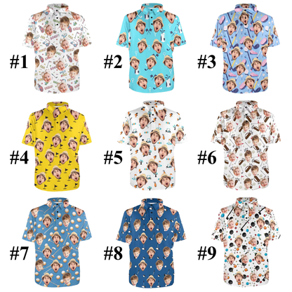 Custom Photo Argyle Couple Matching Golf Polo Shirt, Custom Face Golf Shirt For Men And Women GE0570