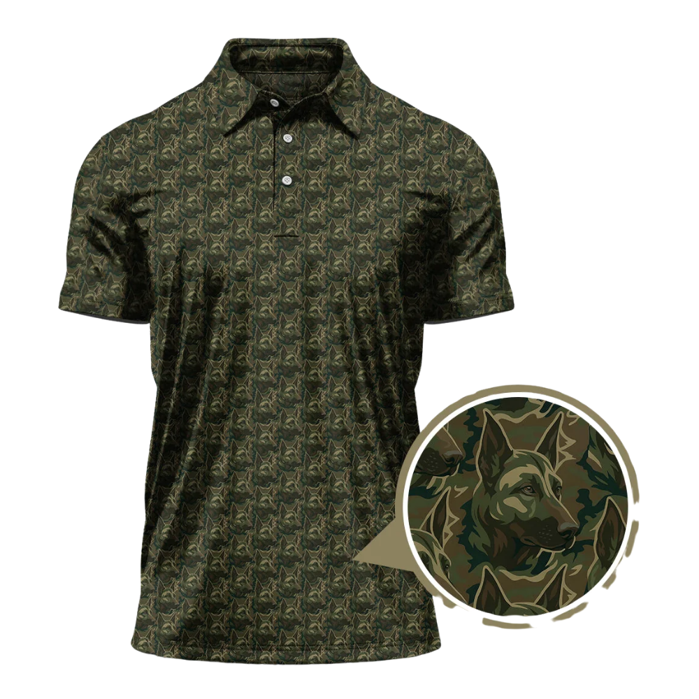 Men's German Shepherd Camouflage Golf Polo Shirt, German Shepherd Dog Golf Shirt GZ0348