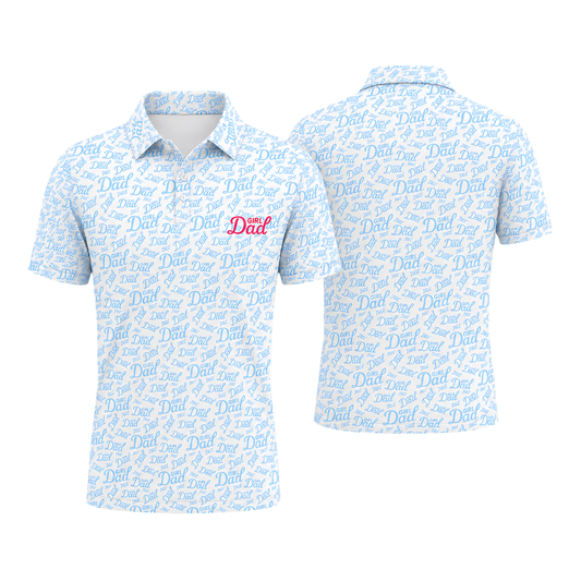 Girl Dad Blue Pink Golf Polo Shirt, Father's Day Golf Shirts GE0444