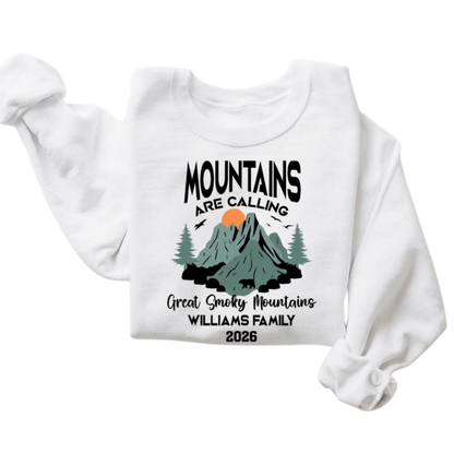 Mountains Are Calling Custom Family Camping Matching Sweatshirt, Custom Cam Vacation Family Sweaters ET1549