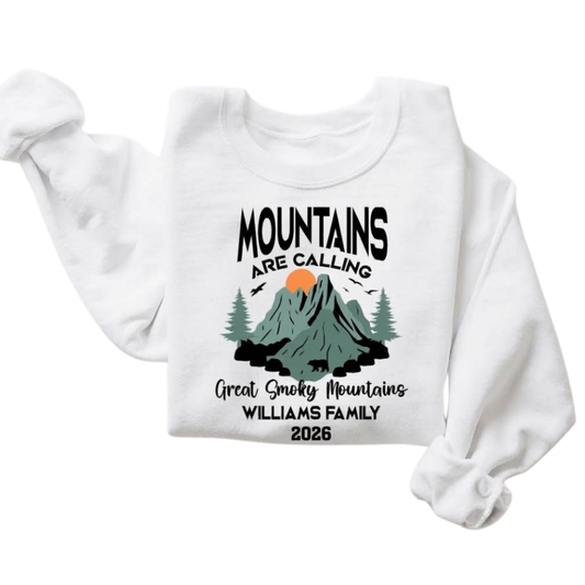 Mountains Are Calling Custom Family Camping Matching Sweatshirt, Custom Cam Vacation Family Sweaters ET1549