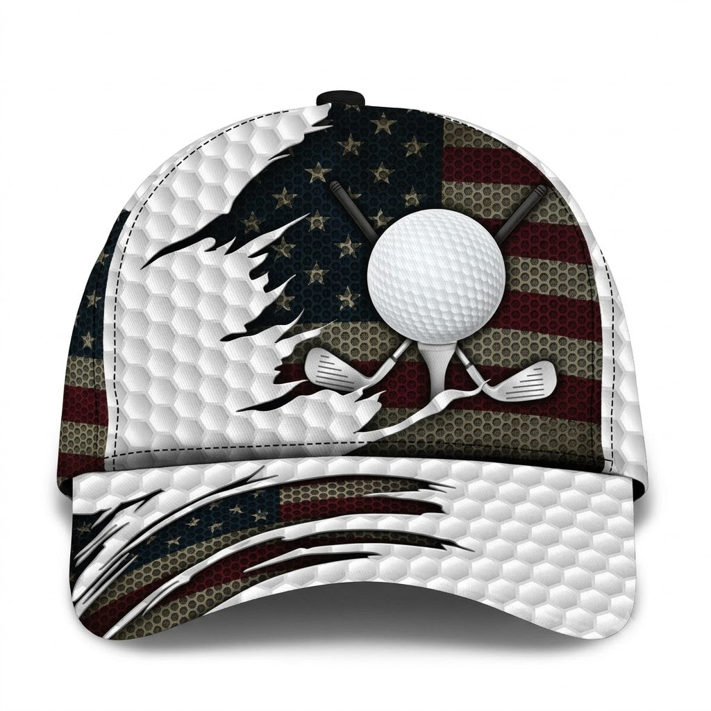 Custom American Flag Grunge Baseball Cap 3D Printed, Custom Golf Player Cap Hat CP0748
