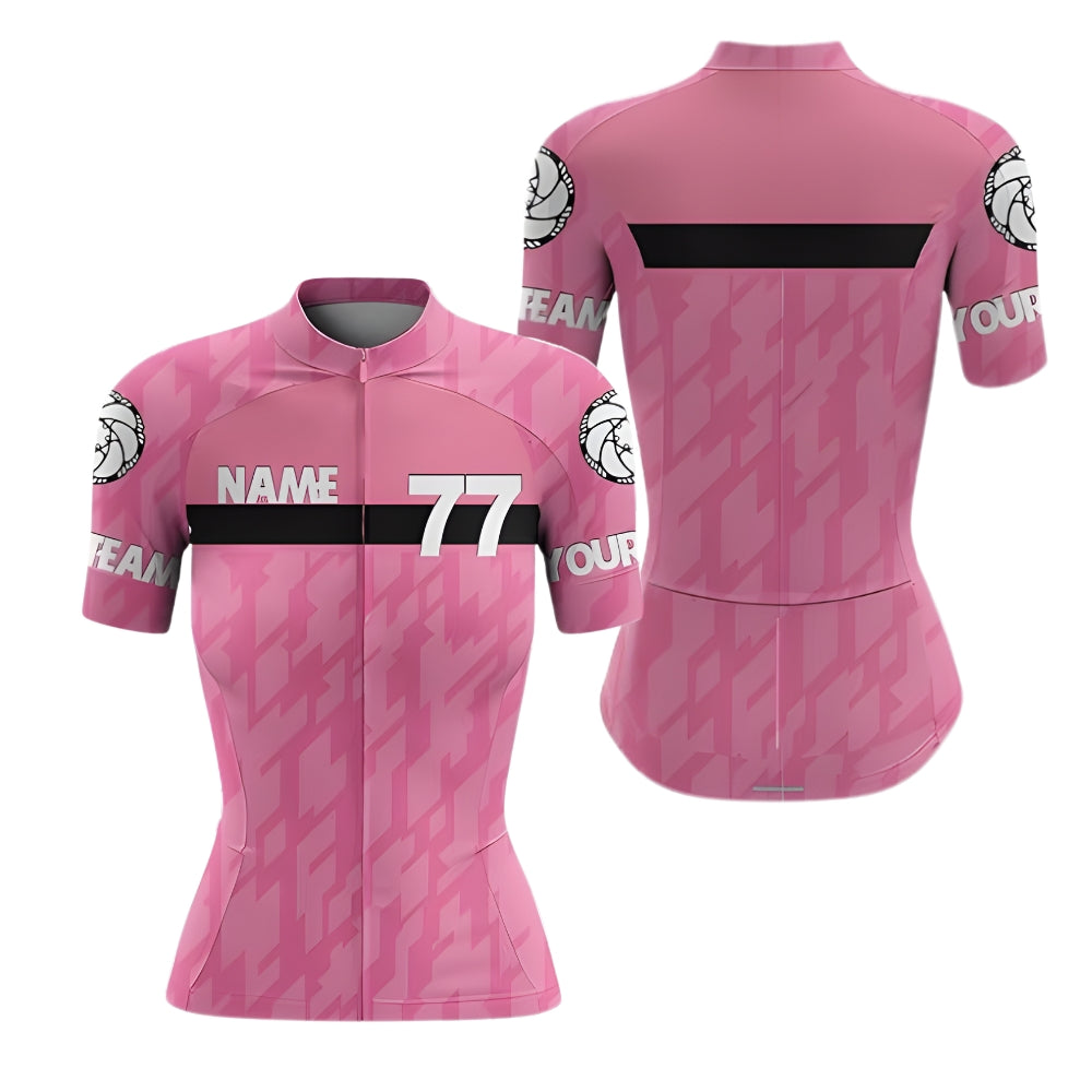 Custom Pink Women's Cycling Short Sleeve Jersey, Custom Team Cycling Jersey For Womens CZ0114