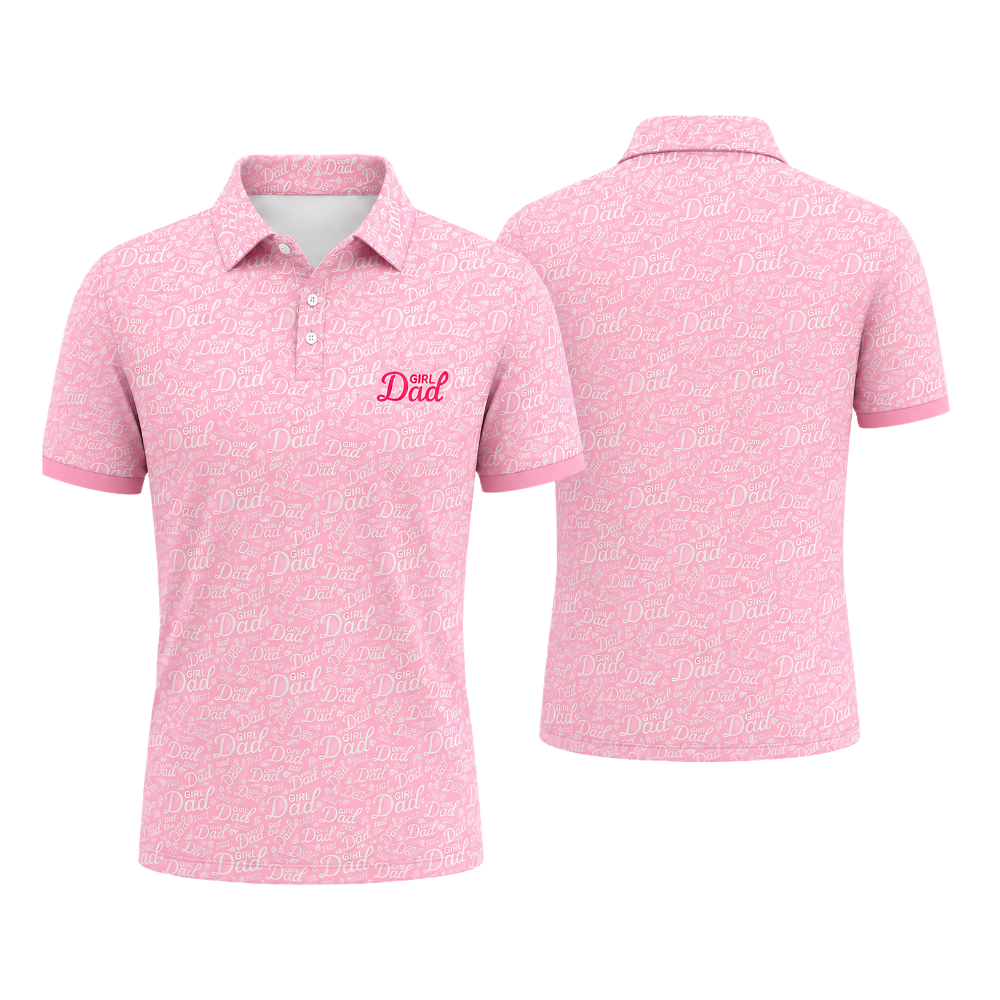 Girl Dad Blue Pink Golf Polo Shirt, Father's Day Golf Shirts GE0444