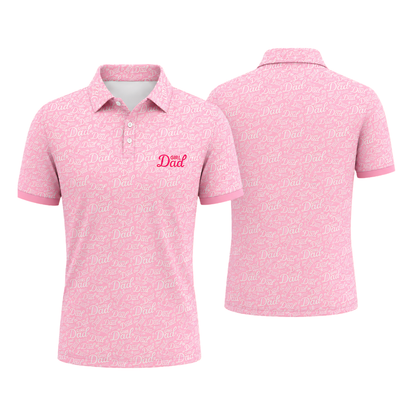 Girl Dad Blue Pink Golf Polo Shirt, Father's Day Golf Shirts GE0444