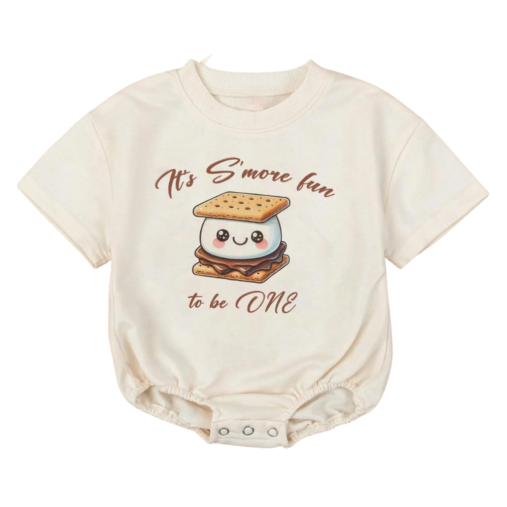 It’s S’more Fun To Be ONE Baby T Shirt Bubble Romper Romper, Funny First Birthday Romper BB0133