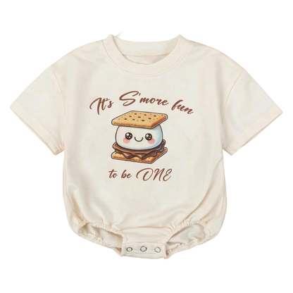 It’s S’more Fun To Be ONE Baby T Shirt Bubble Romper Romper, Funny First Birthday Romper BB0133
