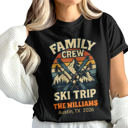 Family Crew Ski Trip Personalized Retro Matching Sweatshirts, Custom Ski Trip Family Sweatshirts ET1293