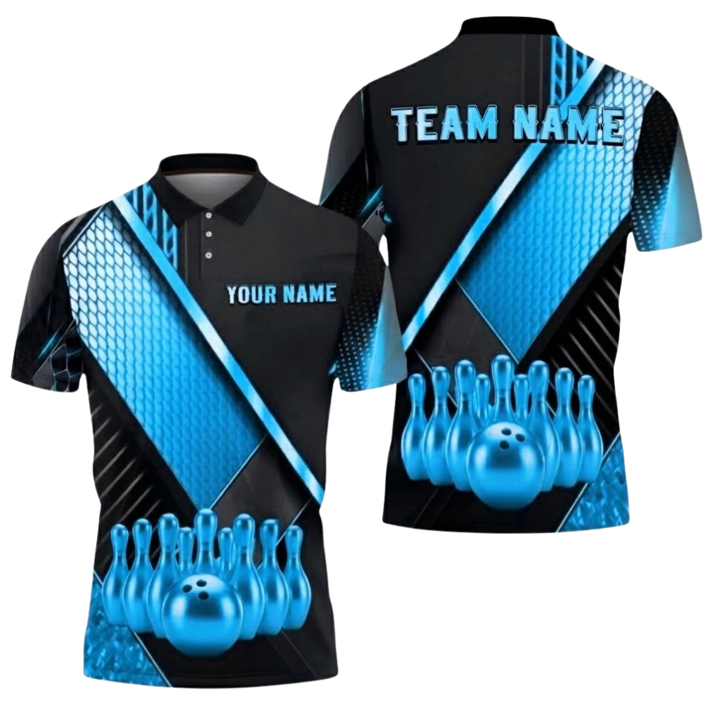 Custom Team Black And Gold Bowling Polo Shirt Men, Custom Bowling Shirts BZ0749