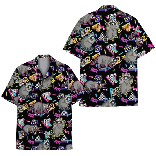 Retro Raccoon Men And Women Hawaiian Shirt, Raccoon Hawaiian Shirts HE0366
