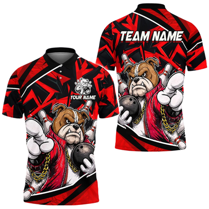Custom Bulldog Bowling Polo Shirt For Men, Custom BullDog Team Bowling Shirt BE0217