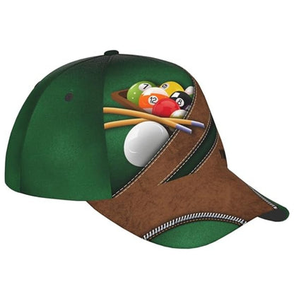 Custom Billiard 3D Printed Baseball Cap, Custom Name Billiard Player Hat CP0458