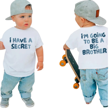 I Have A Secret I'm Going To Be A Big Brother Matching Sibling Baby Announcement T Shirts, Pregnancy Announcement Matching Sibling Shirts ET0780
