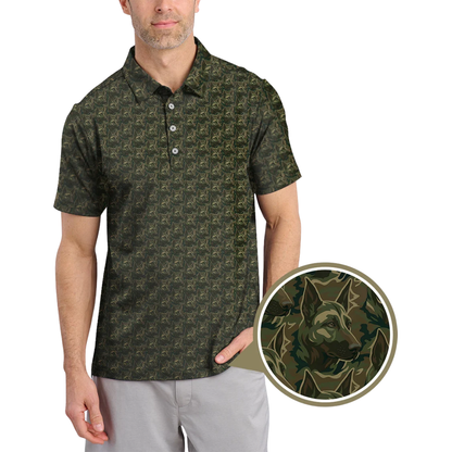 Men's German Shepherd Camouflage Golf Polo Shirt, German Shepherd Dog Golf Shirt GZ0348