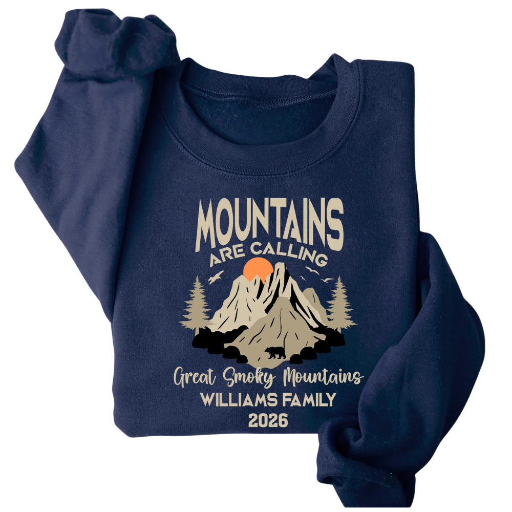 Mountains Are Calling Custom Family Camping Matching Sweatshirt, Custom Cam Vacation Family Sweaters ET1549