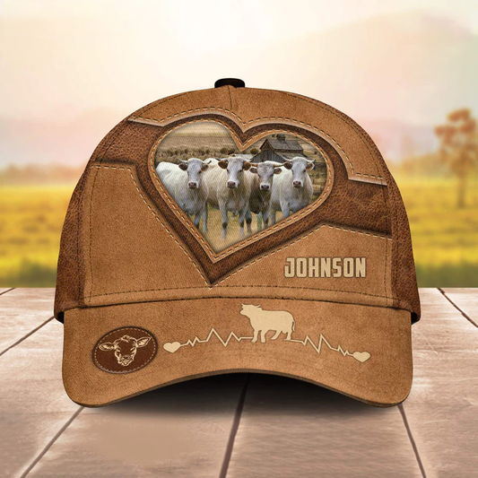 Charolais Heart Shaped Style Customized Name Cap CA0162
