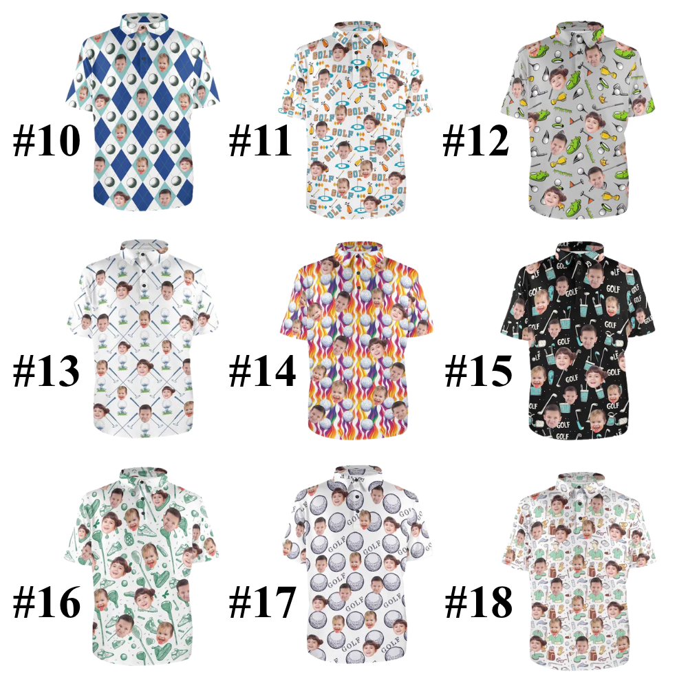 Custom Photo Argyle Couple Matching Golf Polo Shirt, Custom Face Golf Shirt For Men And Women GE0570