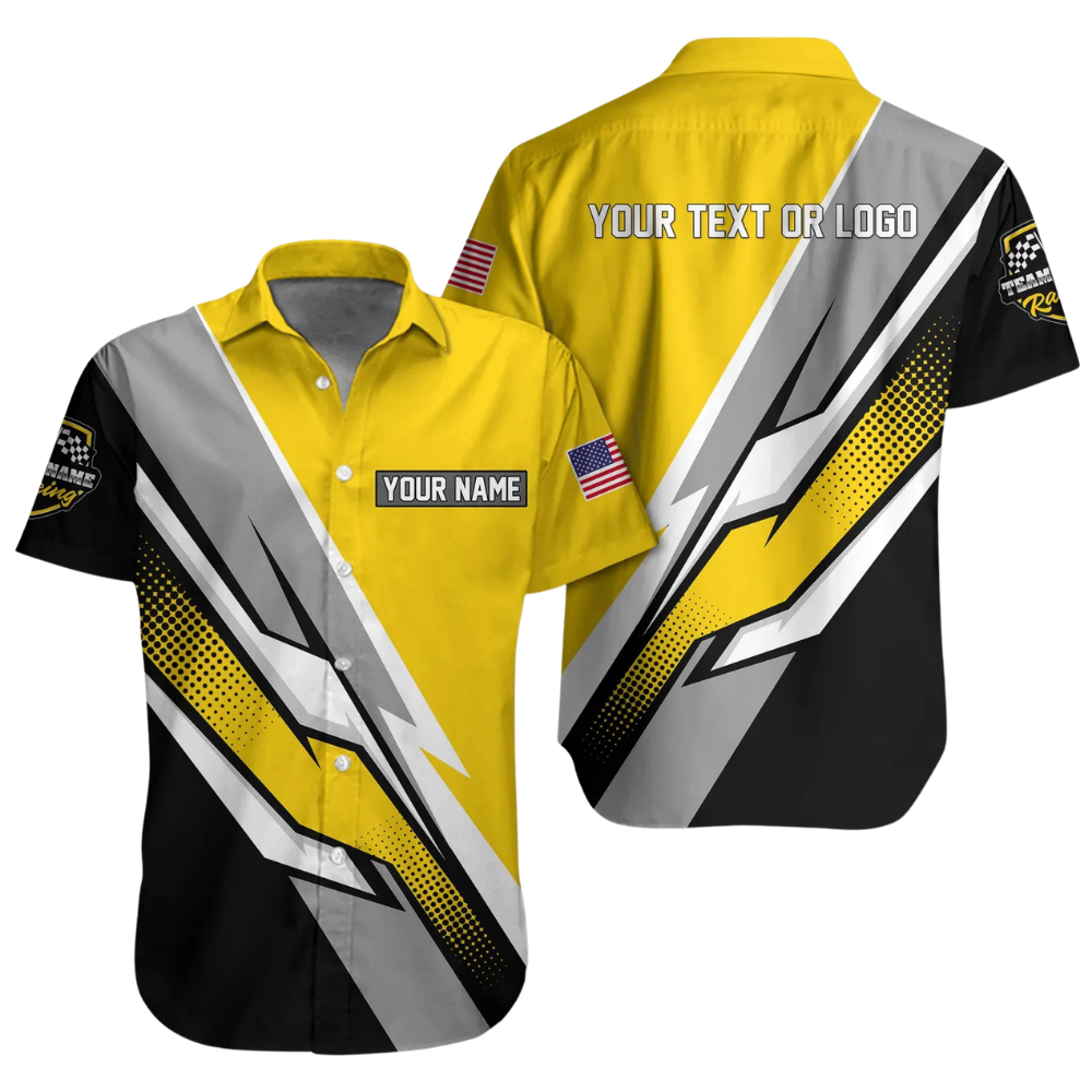 Personalized Racing Team Mens Hawaiian Shirt, Custom Racing Mechanic Shirts HE0681