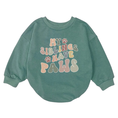 My Siblings Have Paws Baby Romper Sweatshirt, Baby Pet Lover Romper Sweatshirt BB0116