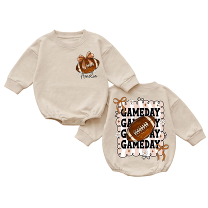 Custom Football Game Day Baby Romper Sweatshirt, Custom Football Baby Romper Sweater BB0863