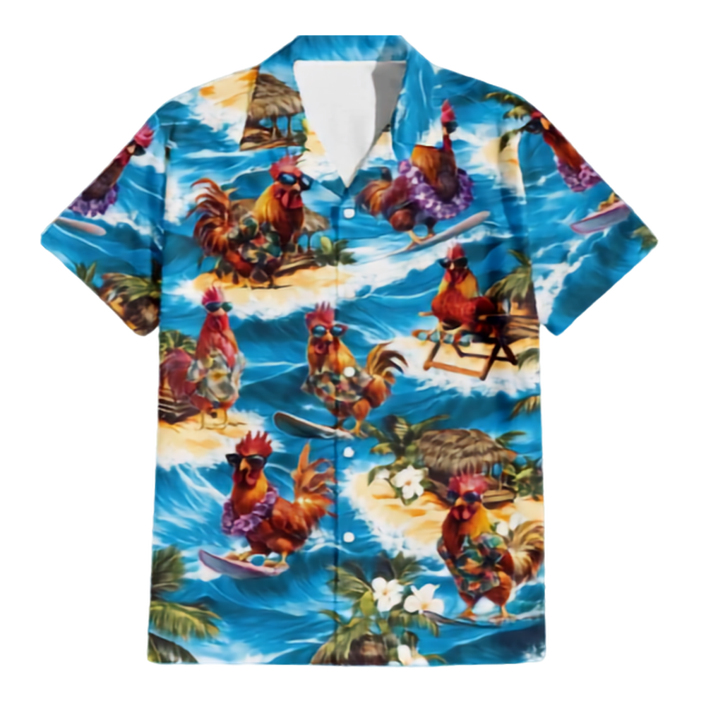 Chicken Surfing Beach Hawaiian Shirt For Men Women, Chicken Lover Aloha Hawaiian Shirt HE0475