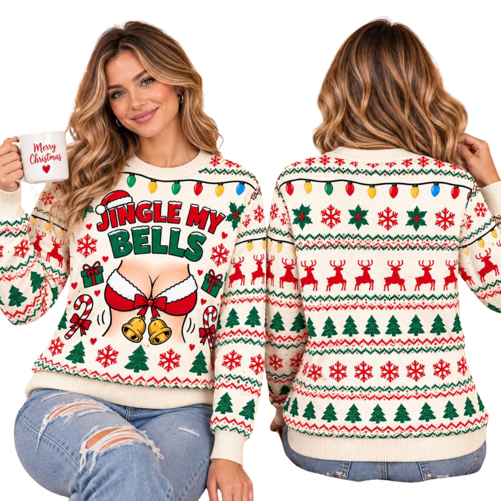 Jingle My Bells Matching Couple Christmas Ugly Sweater, Funny Christmas Ugly Sweatshirt For His Her 2D1302