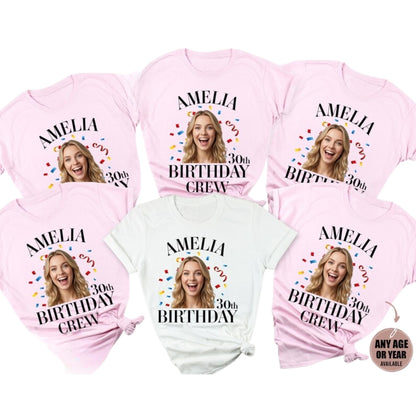 Custom Face 30th Birthday Crew Matching T Shirt, Custom Photo Birthday Party Shirts ET0853