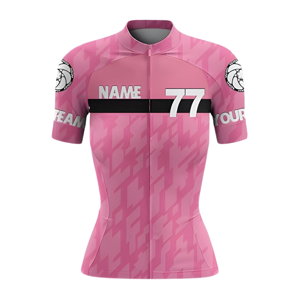 Custom Pink Women's Cycling Short Sleeve Jersey, Custom Team Cycling Jersey For Womens CZ0114
