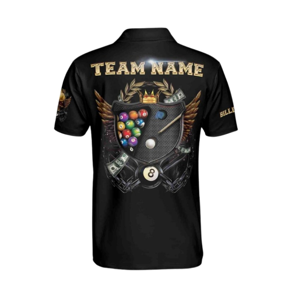 Custom Golden Skull Billiard Mens Polo Shirt, Custom Skull Billiard Shirts For Team BIE0033