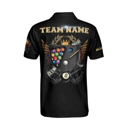 Custom Golden Skull Billiard Mens Polo Shirt, Custom Skull Billiard Shirts For Team BIE0033