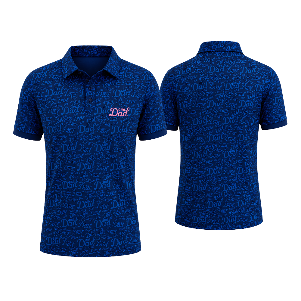 Girl Dad Blue Pink Golf Polo Shirt, Father's Day Golf Shirts GE0444