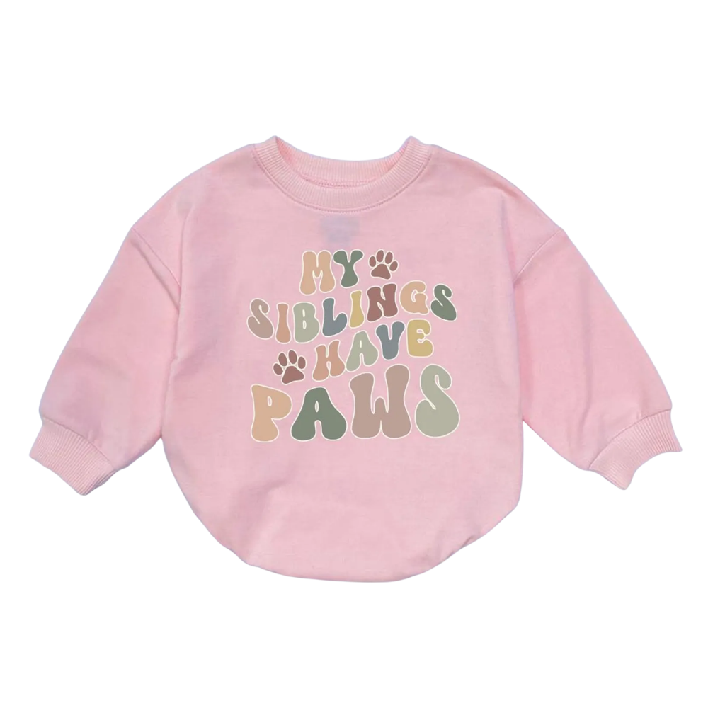 My Siblings Have Paws Baby Romper Sweatshirt, Baby Pet Lover Romper Sweatshirt BB0116