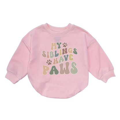 My Siblings Have Paws Baby Romper Sweatshirt, Baby Pet Lover Romper Sweatshirt BB0116