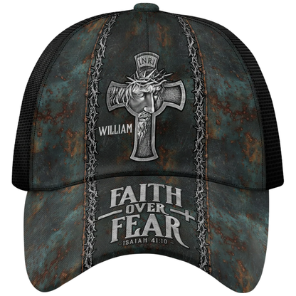Faith Of Fear Custom Jesus Cross Baseball Cap With Name, Custom Jesus Christian Hat 3D Printed CP0586