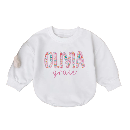 Custom Baby Girl Name Baby Romper Sweatshirt, Personalized Baby Romper Sweater BB0215