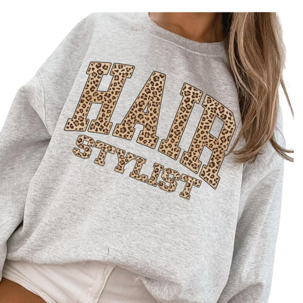 Hair Stylist Leopard Sweatshirt, Hair Stylist Sweater 2D0781