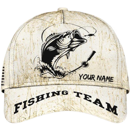 Custom Fishing Team Vintage Baseball 3D Cap, Custom Fishing Cap Hat For Fisherman CP0622